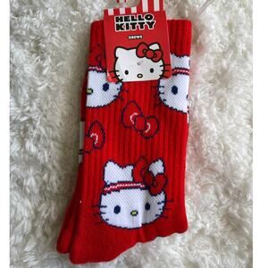 Sanrio Hello Kitty Red Crew Socks Mid Calf Size 5-10 Valentine's NEW Sanrio